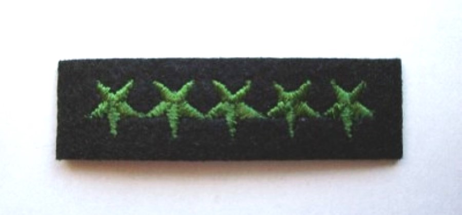Black Five Green Stars Iron On Bar