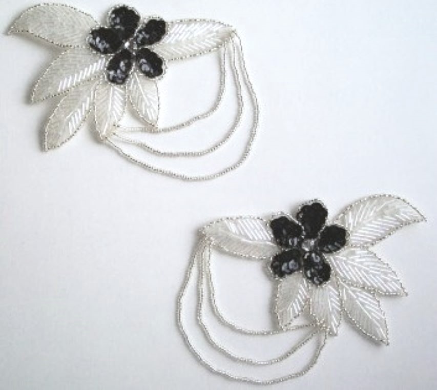 White/Black/Silver Rhinestone 4 1/2" Pair