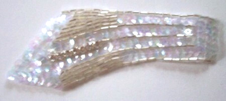 White Sequin Bead Rhinestone Arrow Applique