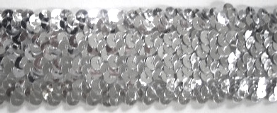 Silver 2" Stretch Sequin Trim