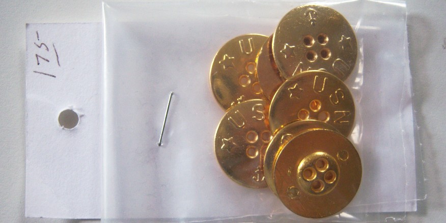 Gold USN Metal 13/16" Button