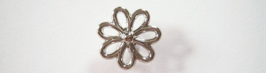 Metallic Silver Open Loop Daisy 5/8" Shank Back Poly Button