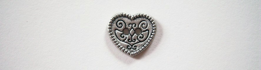 Aluminum Heart 5/8" 2 hole Raised Rim inner Black design Button