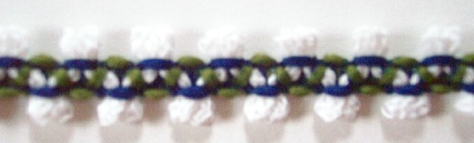White/Olive/Navy 7/16" Popcorn Braid