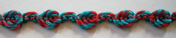 Aqua&sol;Red 1/4" Rosebraid