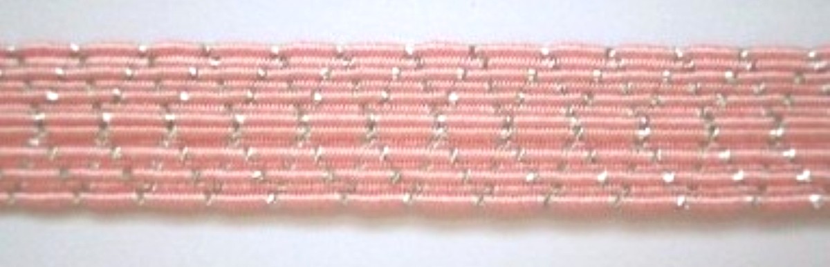 Pink/Silver Metallic 1/2 Inch Elastic