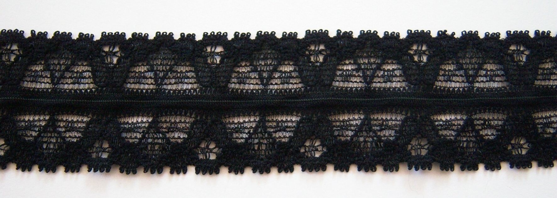 Black Fold Over 1 3/8" Stretch Lace