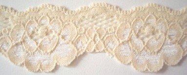 Cream Roses 1 1/2" Stretch Lace