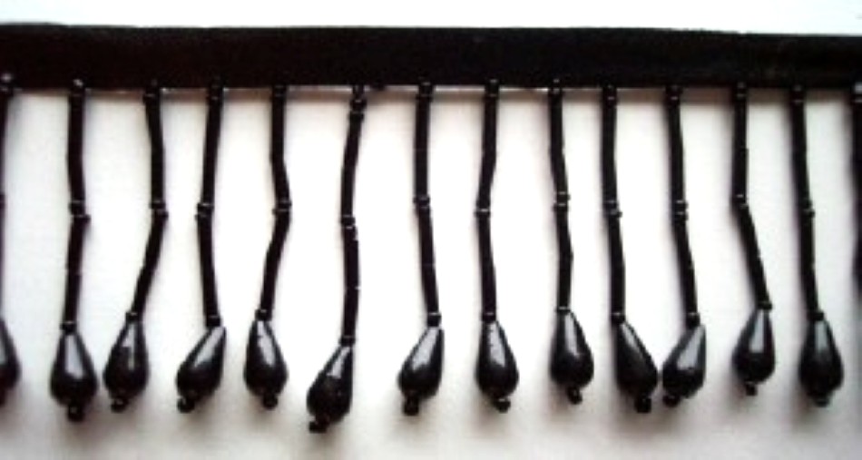 Black Teardrop 1 3/4" Bead Fringe