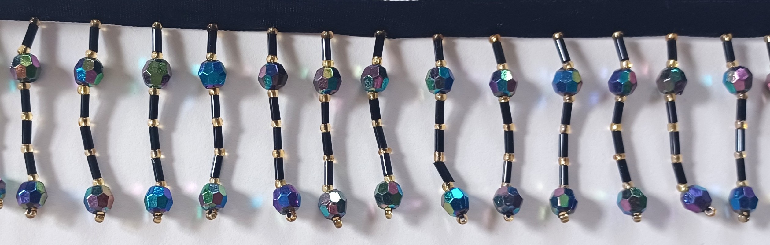 Black Iridescent 1 5/8" Bead Fringe