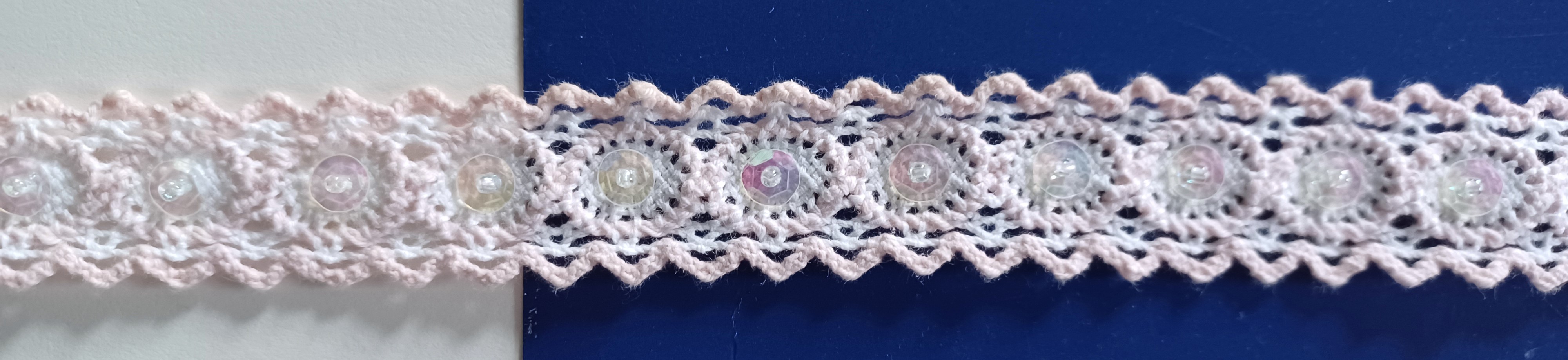 Pink Sequin 3/4" Cluny Lace