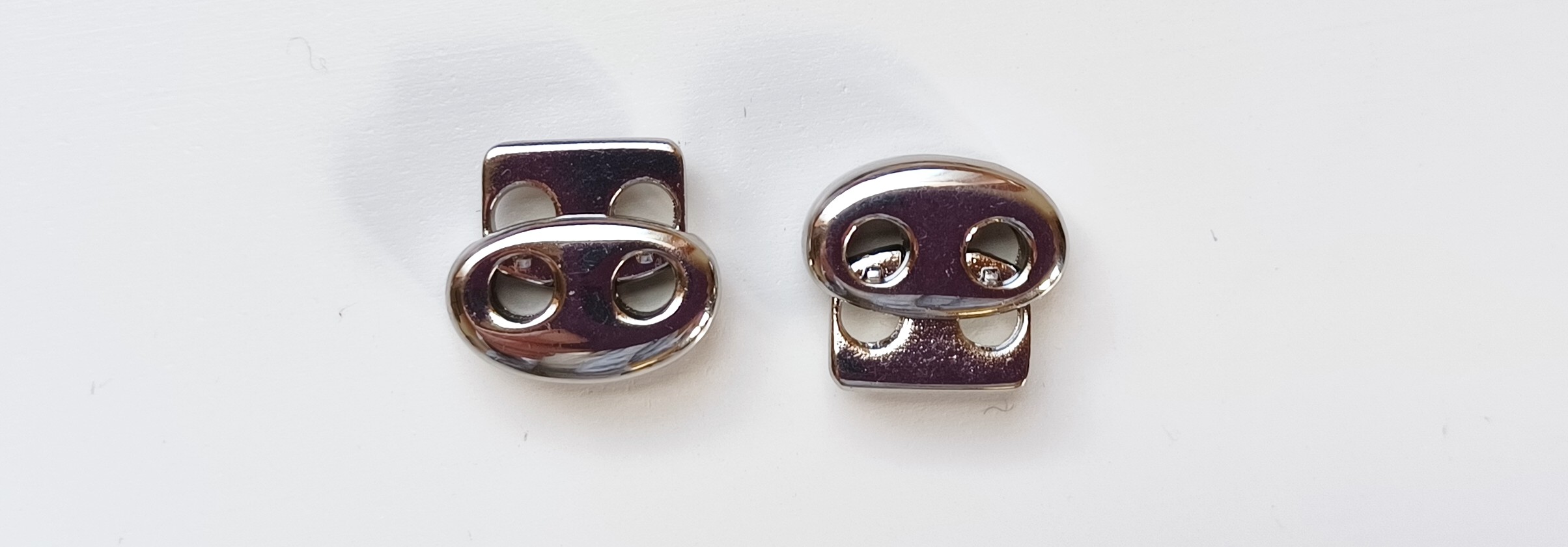 Nickel 11/16" Two Hole Metal Oval Cord Lock