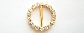 Gold Rhinestone 3/4" Round Buckle