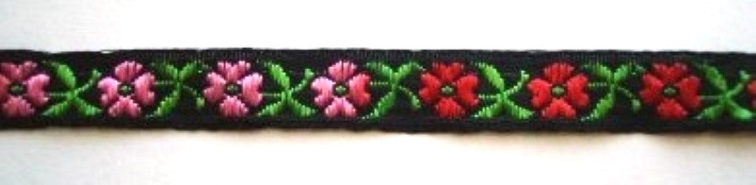Black/Red 1/2" Jacquard
