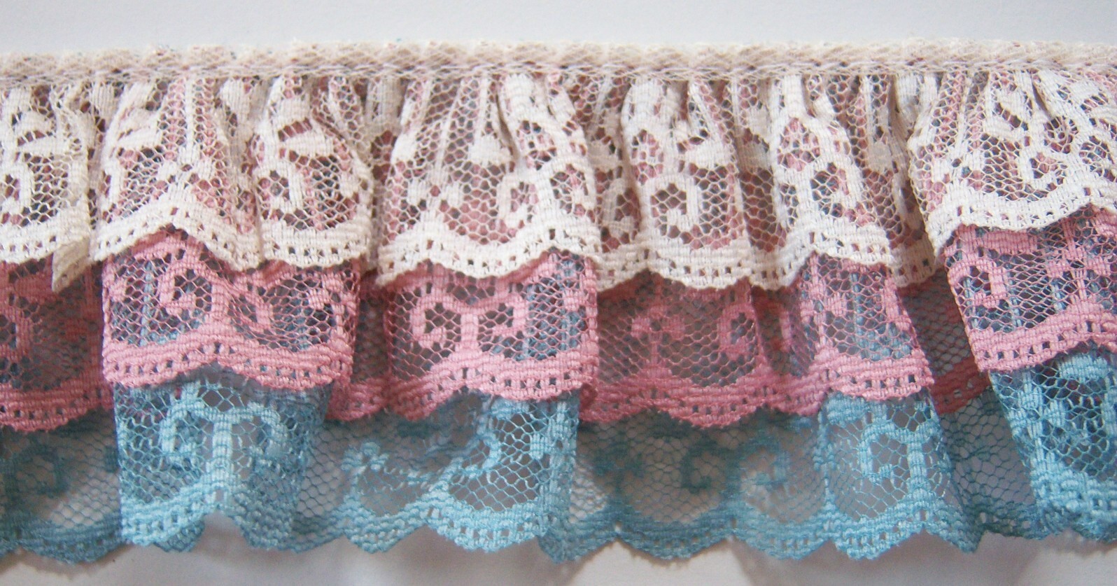 Ivory/Rose/Blue Triple Lace
