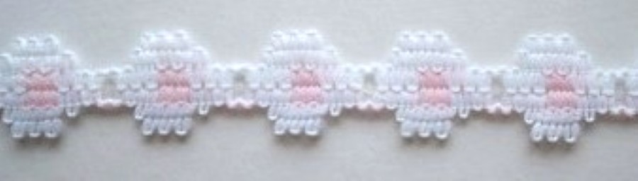 White/Light Pink Flower Lace