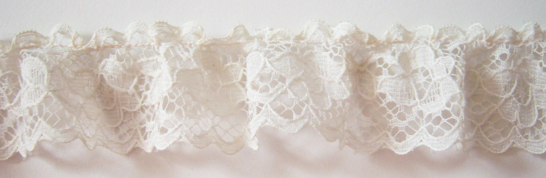 Bone 1" Gathered Lace