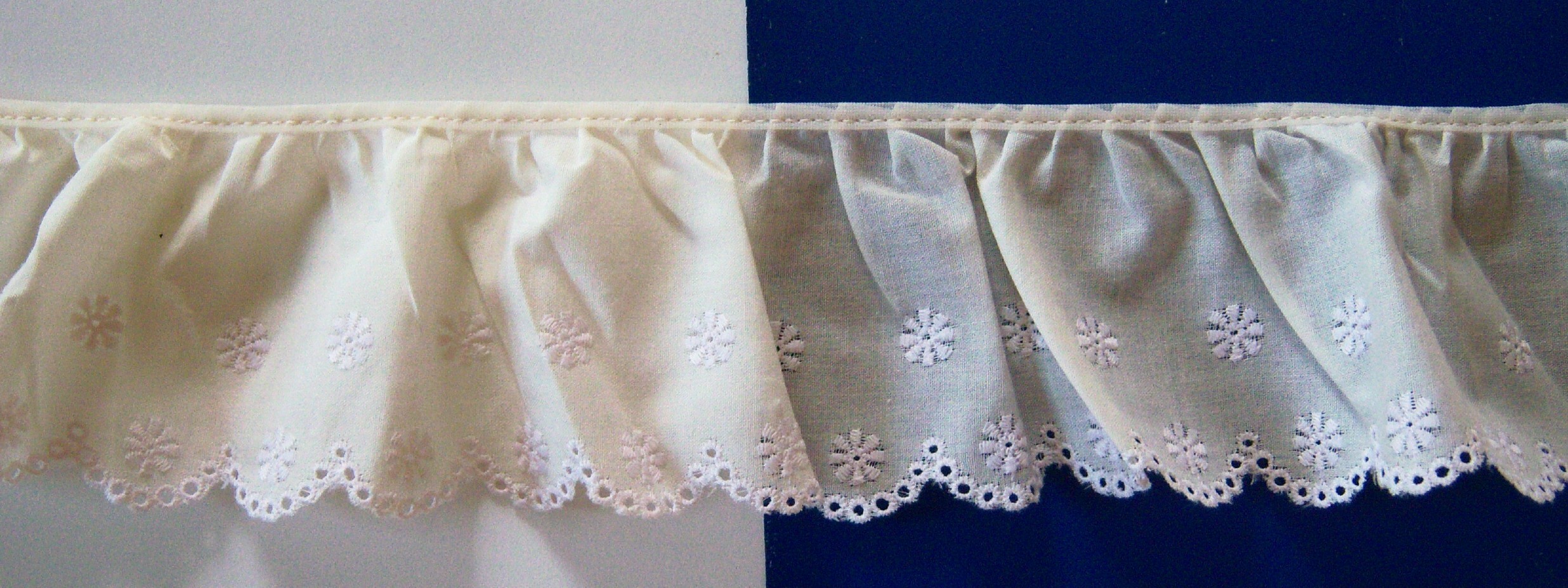 Ivory/White 2 3/4" Gathered Eyelet