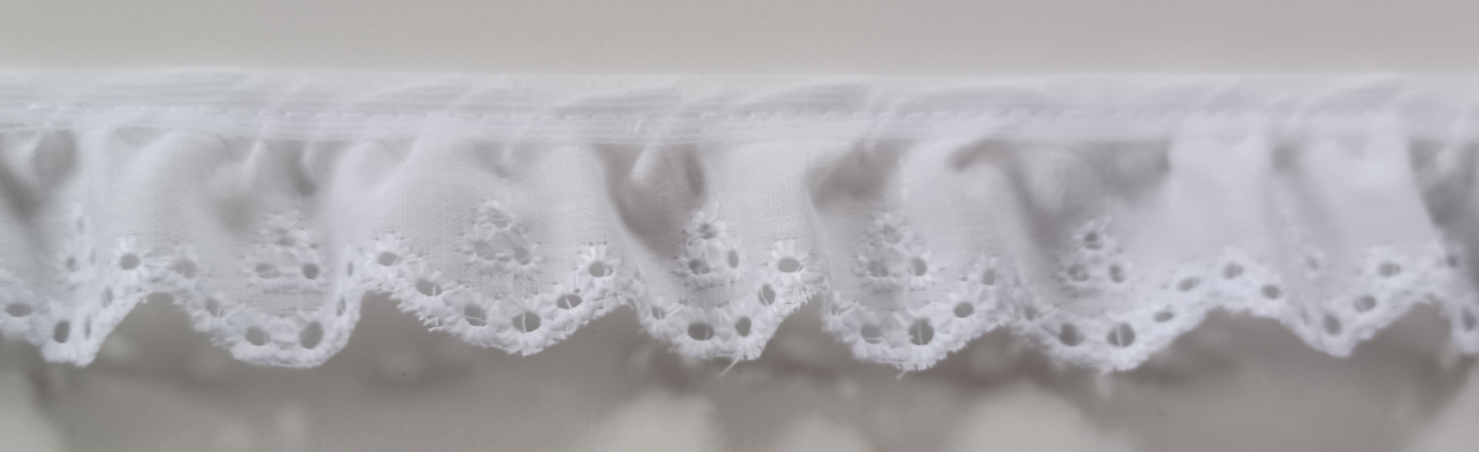 White 1" Ruffled Eyelet