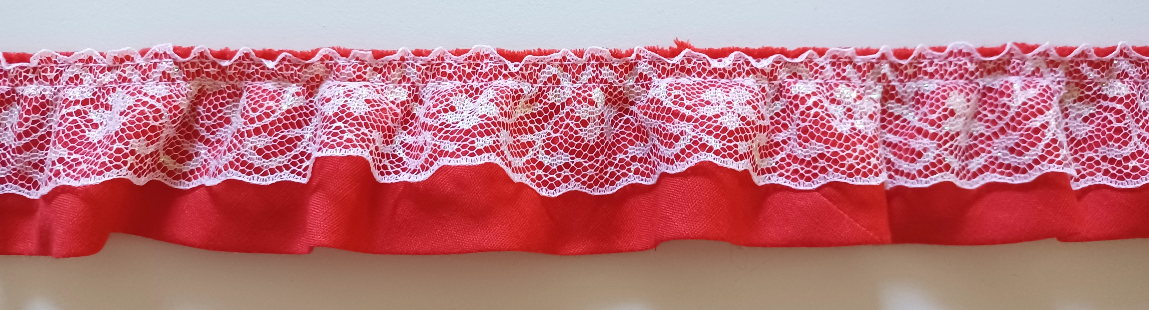 White Iridescent/Red 1 1/2" Bias Cotton