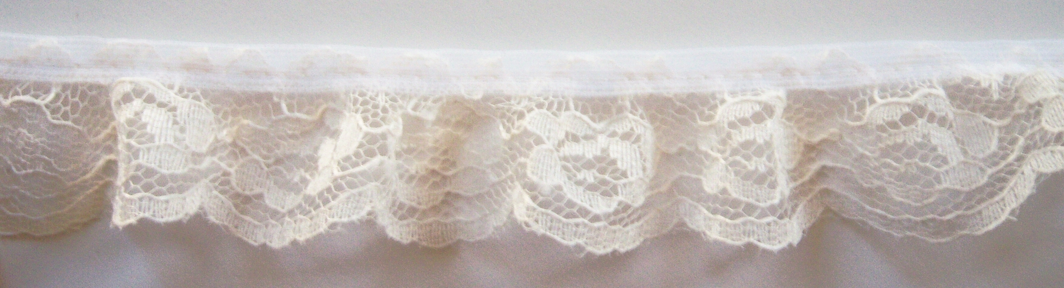 Light Ivory 1 1/4" Nylon Gathered Lace