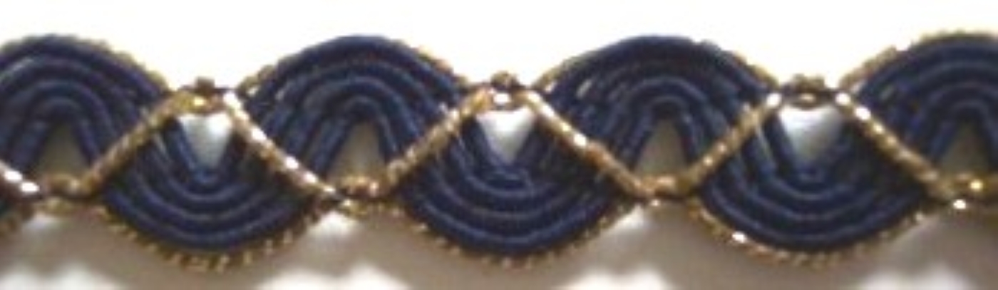 Navy&sol;Antique Gold 5/8" Wavy Polypro
