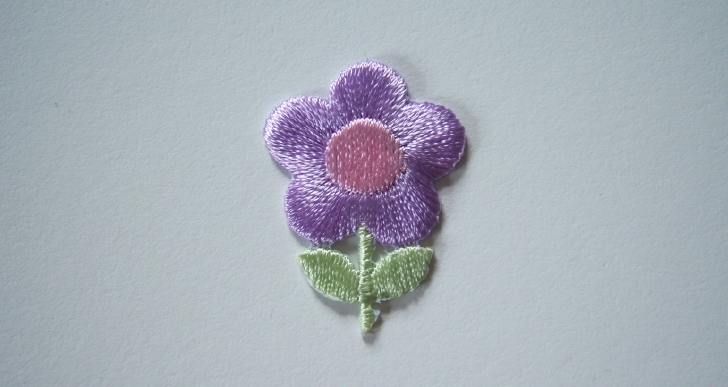 Orchid/Green Daisy Applique