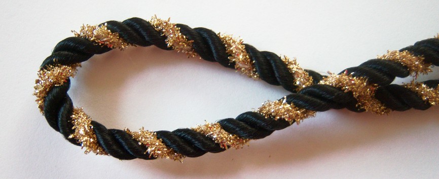 Black/18k Gold 5/16" Metallic Cord