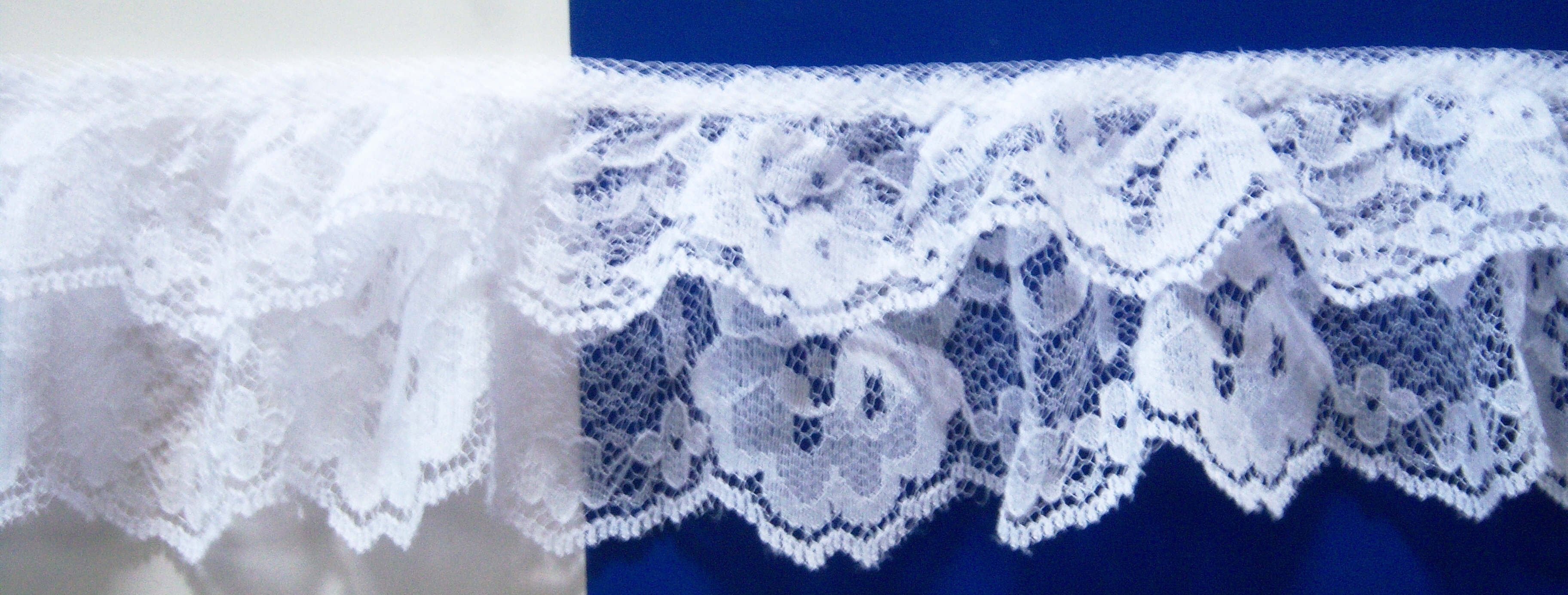 White Nylon 2 1/4" Ruffled Lace