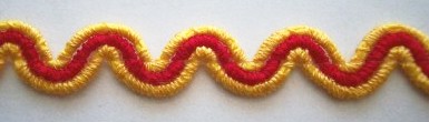 Lemon/Red 3/8" Wavy Braid