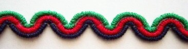 Emerald/Red/Navy 3/8" Wavy Braid