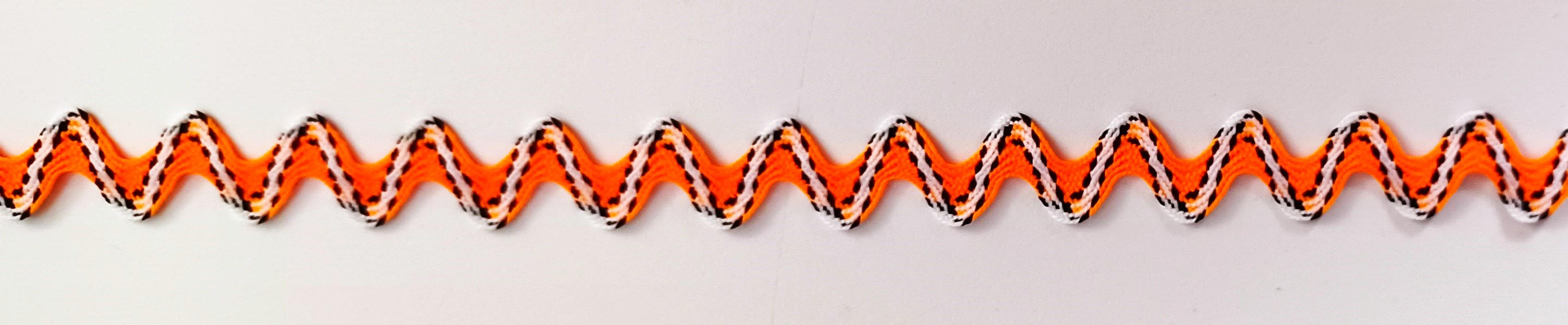 Neon Orange/White/Black 1/2" Rick Rack