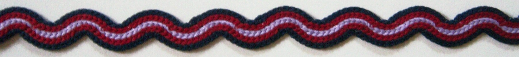 Navy/Wine/Lilac 5/8" Crochet Rick Rack