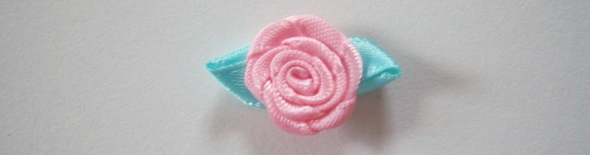 Pink Rose/Aqua Satin 1 1/4" Loop
