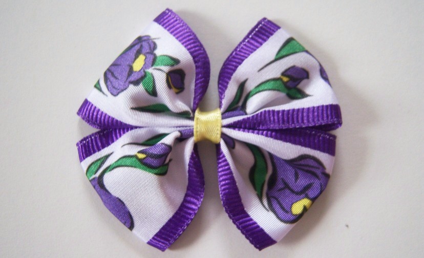 Purple Taffeta Floral 2 1/4" Bow