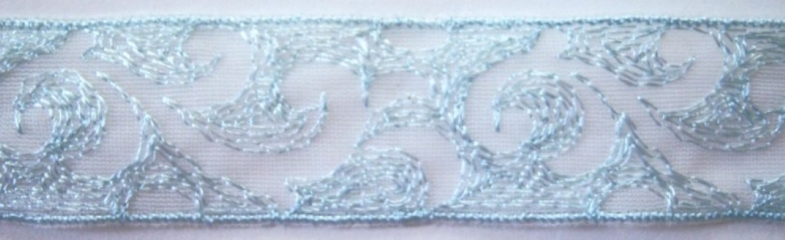 White/Blue 7/8" Tricot