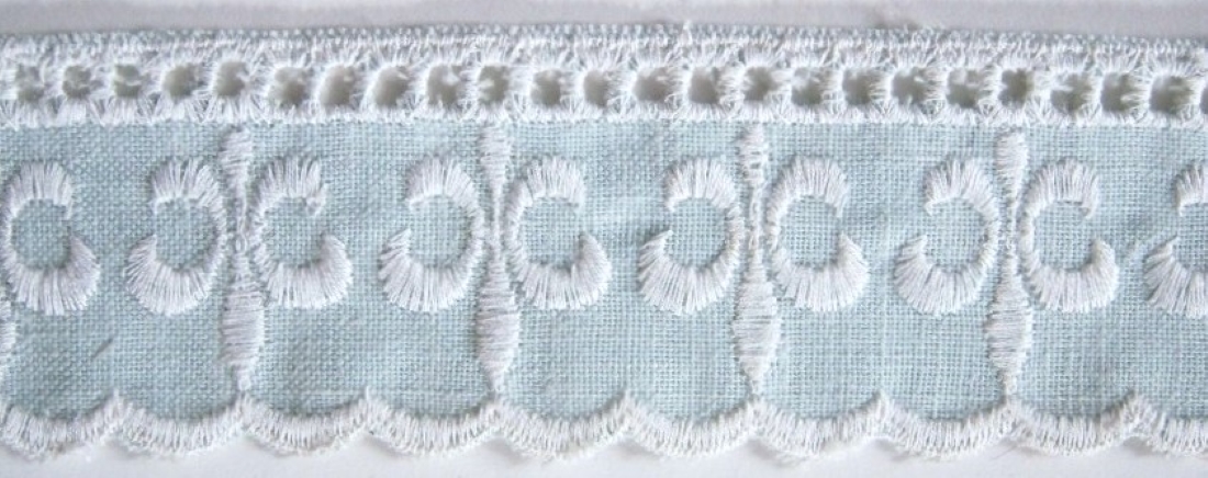 Blue/White Embroidered 2" Linen