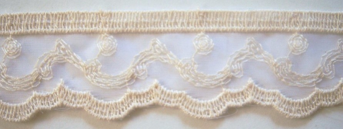Natural Embroidered 1 3/16" Organza