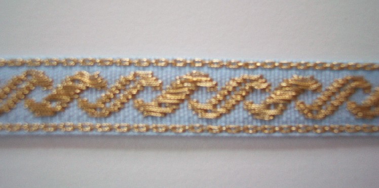 Powder Blue/Gold Metallic 9/16" Webbing