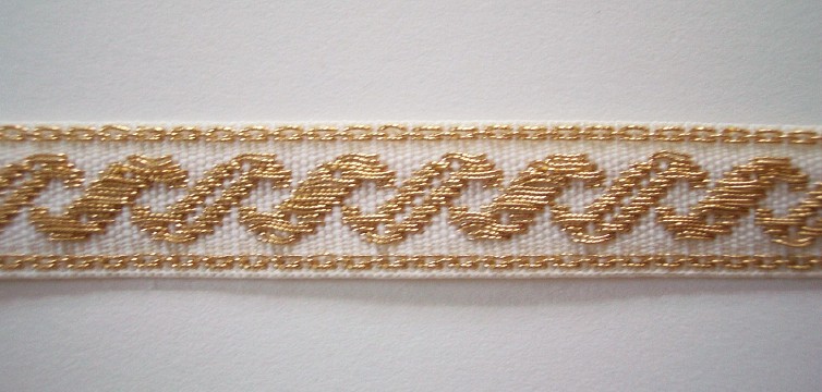 Ivory/Gold Metallic 9/16" Webbing