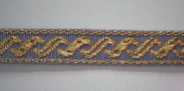 Slate Blue/Gold Metallic 9/16" Webbing