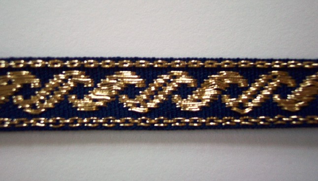 Navy/Gold Metallic 9/16" Webbing