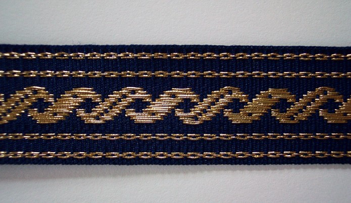 Navy/Gold Metallic 1" Webbing