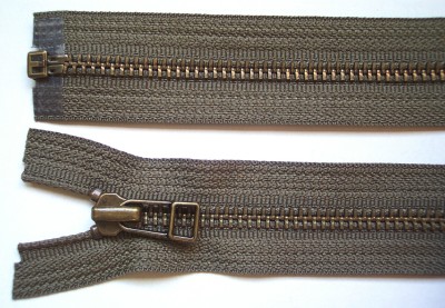 Drab Green YKK 20" Metal Separating Zipper