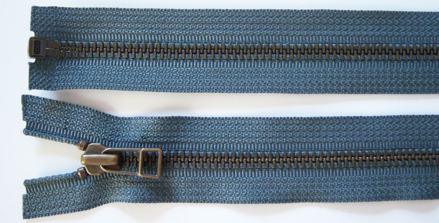 Grey YKK 28" Metal Separating Zipper