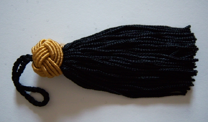Black/Antique Gold 4" Braid Top Tassel