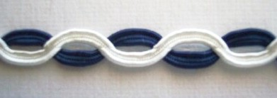 White/Navy 5/16" Soutache Braid