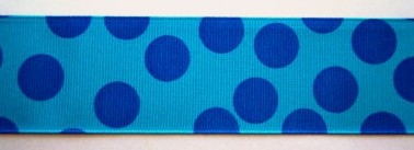 Turquoise/Royal Dot 1 1/2" Grosgrain Ribbon