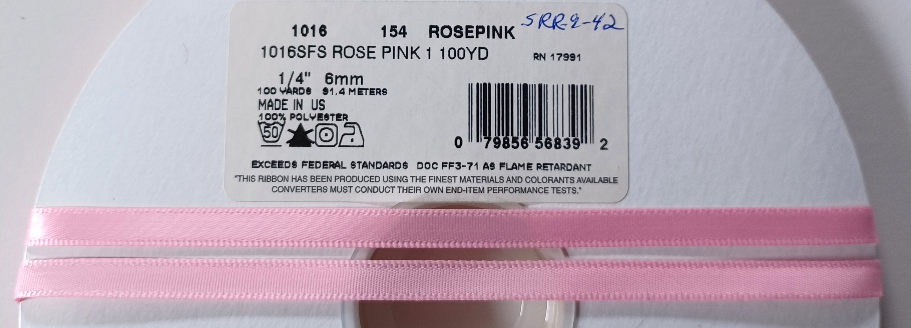 Rose Pink 1/4" SF Satin Ribbon