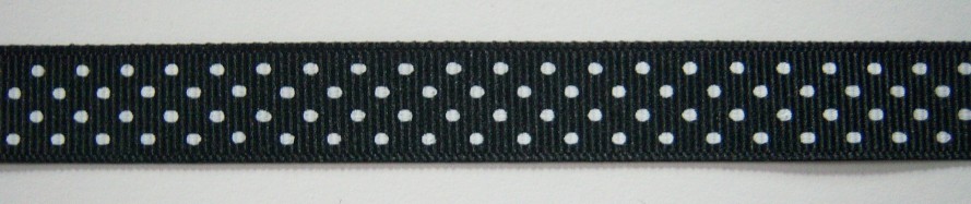Black/White Dot 5/8" Grosgrain Ribbon